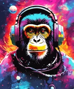 Monkey And Headphones Paint by Number