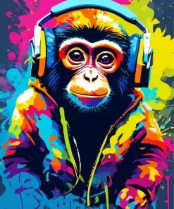 Monkey Headphones Paint by Number