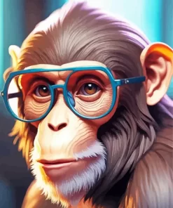 Monkey Wearing Glasses Paint by Number