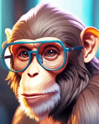 Monkey Wearing Glasses Paint by Number