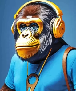 Monkey Wearing Headphones Paint by Numbers