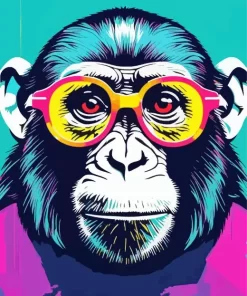 Monkey With Glasses Paint by Number