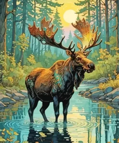 Moose Animal Art Paint by Number