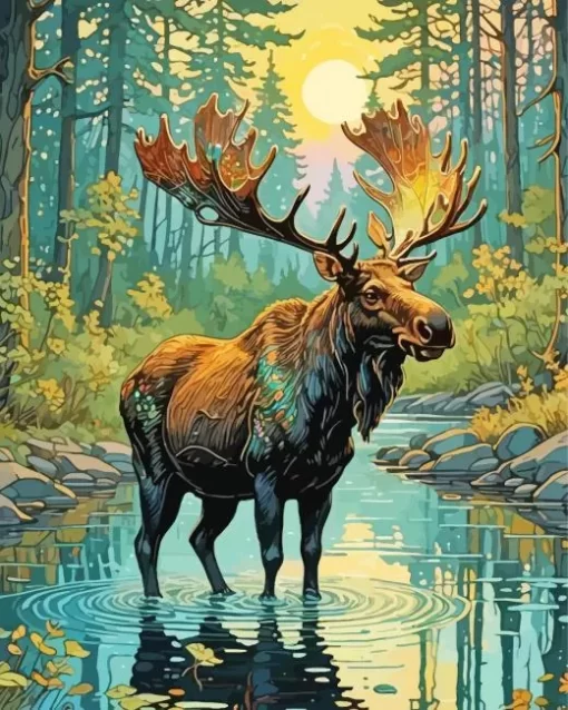 Moose Animal Art Paint by Number