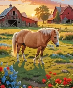 Palomino In A Farm Paint by Number