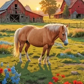 Palomino In A Farm Paint by Number