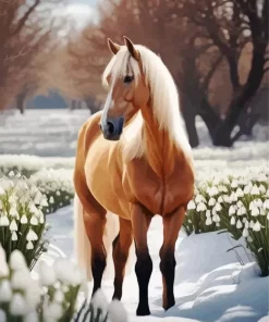 Palomino In Snow Paint by Number