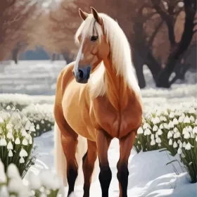 Palomino In Snow Paint by Number