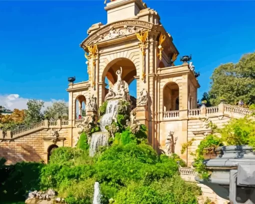 Parc De La Ciutadella Fountain Paint by Numbers