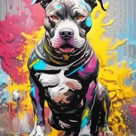 Pit Bull Dog Art Paint by Number