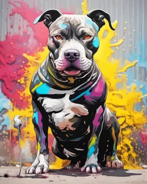 Pit Bull Dog Art Paint by Number