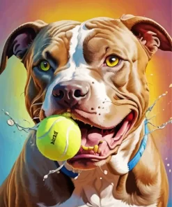 Pit Bull Dog Playing Paint by Number