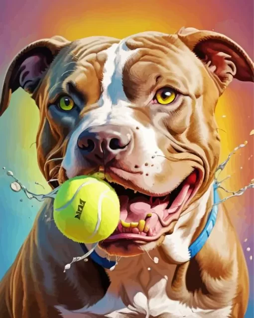 Pit Bull Dog Playing Paint by Number