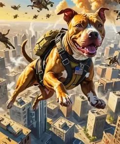 Pit Bull Dog Skydiving Paint by Number