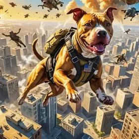 Pit Bull Dog Skydiving Paint by Number