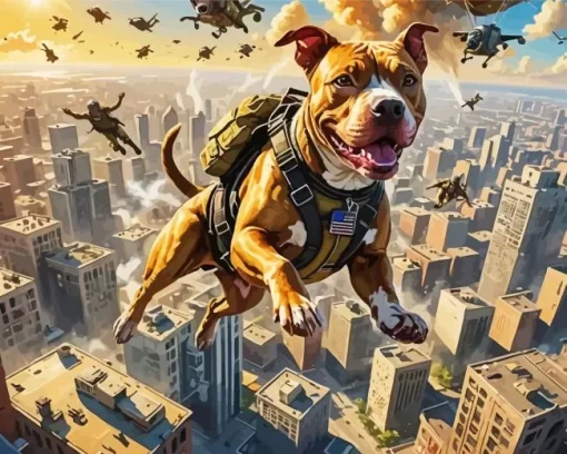 Pit Bull Dog Skydiving Paint by Number