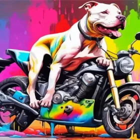 Pit Bull On Motorcycle Paint by Number