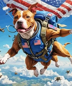 Pit Bull Skydiving Art Paint by Number