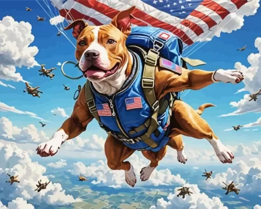 Pit Bull Skydiving Art Paint by Number