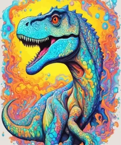 Psychedelic dinosaur paint by numbers