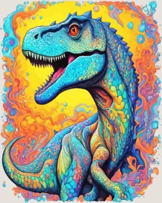 Psychedelic dinosaur paint by numbers