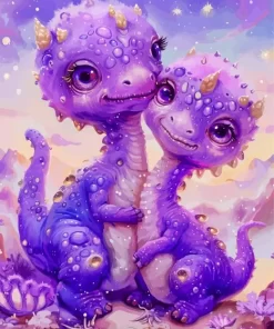 Purple dinosaurs paint by number