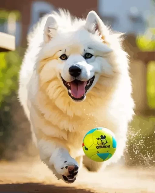 Samoyed Playing Ball Paint by Number