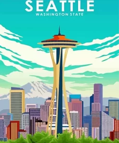 Seattle washington poster paint by numbers