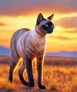 Siamese Cat Sunset Paint by Number