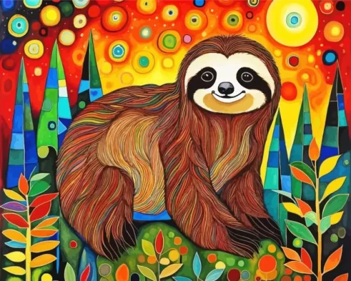 Aesthetic Sloth Art Paint by Number