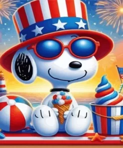 Snoopy Enjoying Fourth July Paint by Number