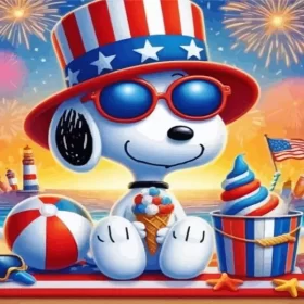 Snoopy Enjoying Fourth July Paint by Number