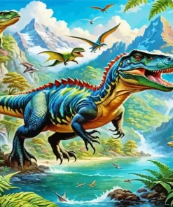 The dinosaurs land paint by number