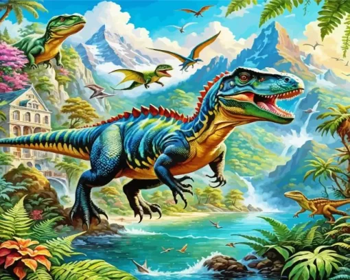 The dinosaurs land paint by number