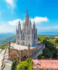 Tibidabo Mountain In Barcelona Paint by Numbers