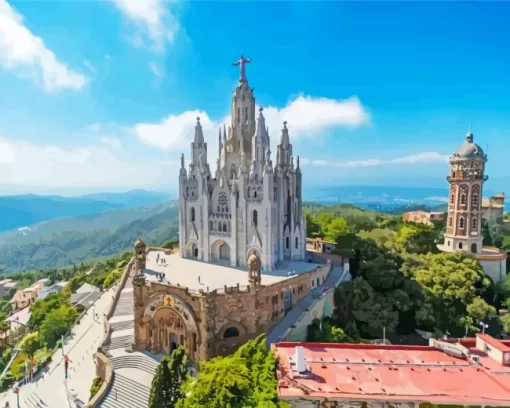 Tibidabo Mountain In Barcelona Paint by Numbers