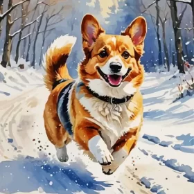 Welsh Corgi In Snow Paint by Number