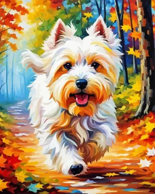 West Highland Terrier In Fall Paint by Number