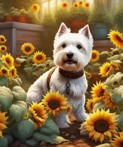 West Highland Terrier Sunflowers Paint by Number