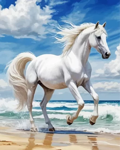 White Arabian Horse Paint by Number