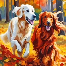 White Golden Retriever And An Irish Setter Paint by Number