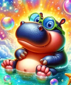 Adorable Hippo Paint by Number