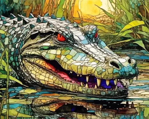 Aesthetic Alligator Art Paint by Number