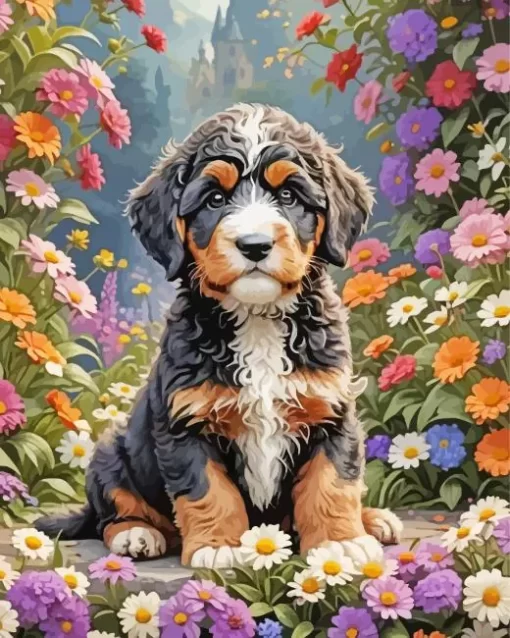 Aesthetic Bernedoodle Art Paint by Number