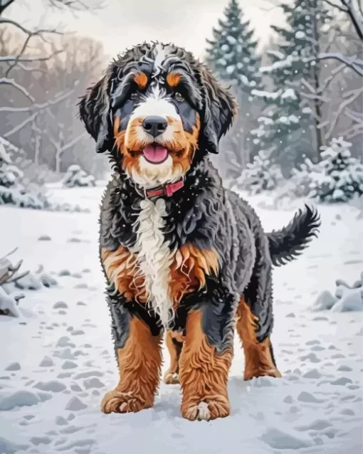 Aesthetic Bernedoodle Dog Paint by Number