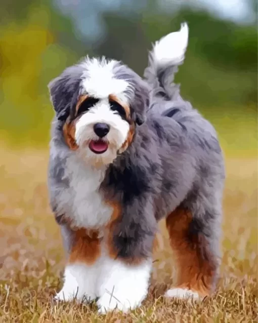 Aesthetic Bernedoodle Puppy Paint by Number
