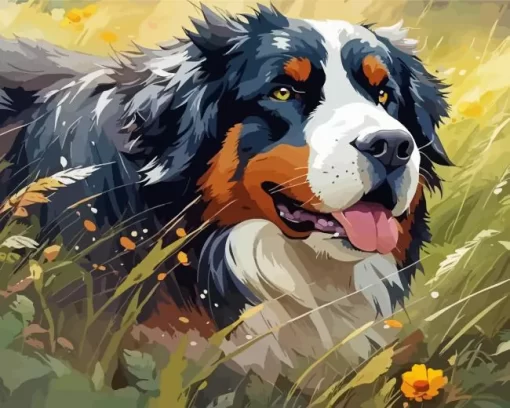 Aesthetic Bernese Mountain Dog Paint by Number