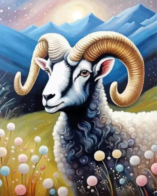 Aesthetic Bighorn Sheep Art Paint by Number