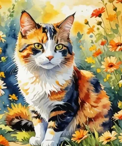 Aesthetic Calico Cat Art Paint by Number