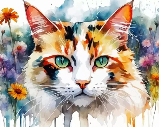 Aesthetic Calico Cat Art Paint by Number